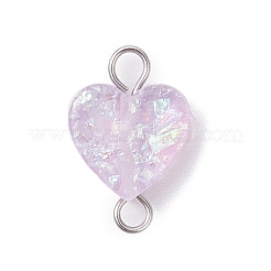 Transparent Resin Heart Links Connector Charms&nbsp;PALLOY-JF04449-02
