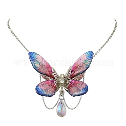 3Pcs 3 Colors Epoxy Resin & 304 Stainless Steel 3D Butterfly Pendant Necklaces for Women&nbsp;NJEW-TA00237