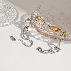 304 Stainless Steel Cable Chain Bracelets for Women&nbsp;BJEW-K279-02GP