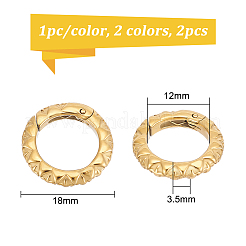2Pcs 2 Colors Ion Plating (IP) 304 Stainless Steel Spring Gate Rings&nbsp;STAS-UN0051-75
