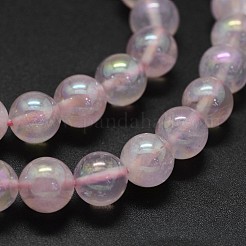 Electroplated Natural Rose Quartz Beads Strands&nbsp;G-K285-06-8mm