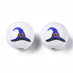 Halloween Printed Natural Wood Beads&nbsp;WOOD-S057-077