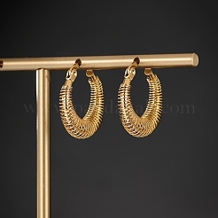 Elegant Threaded Circle 201 Stainless Steel Hoop Earrings&nbsp;RR8949