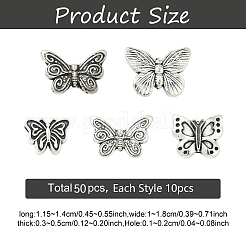 50Pcs 5 Styles Tibetan Style Alloy Beads&nbsp;FIND-YW0010-48