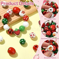 100Pcs Dyed Natural Wooden Beads&nbsp;WOOD-CJ0002-80