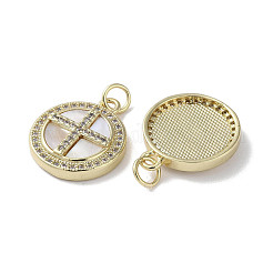 Brass Micro Pave Clear Cubic Zirconia Cross Pendants&nbsp;KK-G485-32G-01