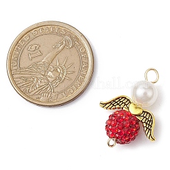 3Pcs 3 Colors Acrylic Pearl & Polymer Clay Rhinestone Angel Connector Charms&nbsp;PALLOY-JF02903