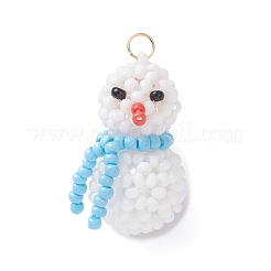Glass Seed Beaded Snowman Pendants&nbsp;PALLOY-MZ01007