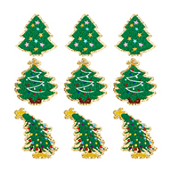 9Pcs 3 Styles Christmas Tree Polyester Embroidery Sew on Cloth Patches&nbsp;PATC-PH0001-42