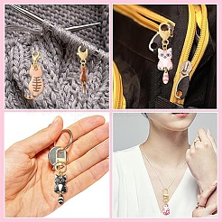 12Pcs 12 Styles Alloy Enamel Cat Shape Pendant Decorations&nbsp;HJEW-YW00488