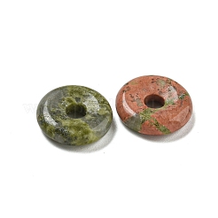 Natural Unakite Donut/Pi Disc Charms&nbsp;G-G142-01I