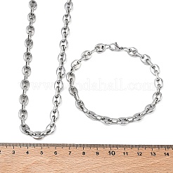 304 Stainless Steel Coffee Bean Chain Necklaces & Bracelets Sets&nbsp;SJEW-D091-09P