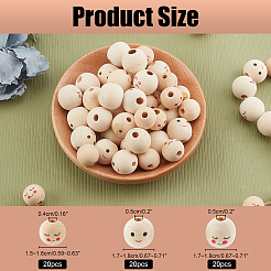60Pcs 3 Style Maple Wood European Beads&nbsp;WOOD-AR0001-19