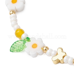 3Pcs 3 Colors Flower Handmade Millefiori Glass Bead Braided Bead Bracelets&nbsp;BJEW-MZ00165