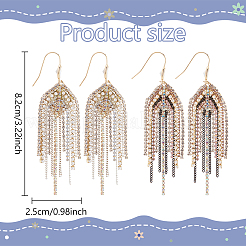 2 Pairs 2 Colors Natural Pearl Beaded & Rhinestone Chains Tassel Earrings&nbsp;EJEW-AN0004-23