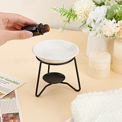Ceramic & Iron Tealight Candle Holder Oil Burner&nbsp;DJEW-WH0015-117EB