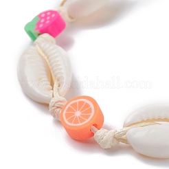 Natural Cowrie Shell Braided Bead Bracelet&nbsp;BJEW-JB07400-02