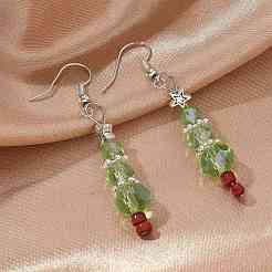 Christmas Glass Beads Dangle Earrings&nbsp;X-EJEW-JE01624