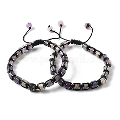Adjustable Natural Amethyst and Non-magnetic Synthetic Hematite Braided Bead Bracelets&nbsp;BJEW-Z090-01H