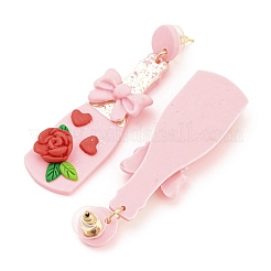 Vase with Flower Polymer Clay Dangle Stud Earrings&nbsp;LS-EJEW-Q784-02G-02