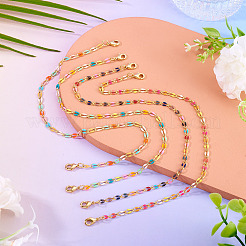 4Pcs 4 Colors Brass Enamel Curb Chain Bracelet Making&nbsp;AJEW-TAC00047