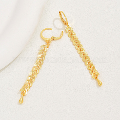 Fashionable Retro Brass Leaf Tassel Hoop Earrings&nbsp;LS-NP2423