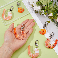 6Pcs 3 Styles Shrimp Meat PVC Pendant Decorations&nbsp;HJEW-DC0001-33