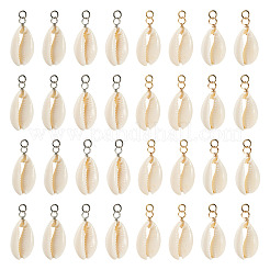 60Pcs 2 Colors Natural Cowrie Shell Pendants&nbsp;PALLOY-TA00305