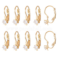 10Pcs Brass Micro Pave Clear Cubic Zirconia Leverback Earring Findings&nbsp;KK-TADJ0001-20A