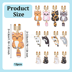 12Pcs 12 Styles Cat Alloy Enamel Stethoscope Pendant Decorations&nbsp;HJEW-OC00132