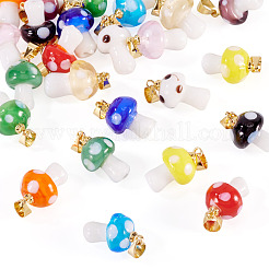 24Pcs 12 Colors Handmade Lampwork Pendants&nbsp;LAMP-TA0001-77
