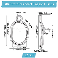 12 Bags 304 Stainless Steel Toggle Clasps&nbsp;STAS-BBC0009-35
