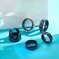 16pcs 8 Style Stainless Steel Grooved Finger Ring Settings&nbsp;RJEW-UN0001-29