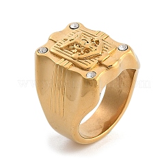 304 Stainless Steel Rhinestone Signet Rings&nbsp;RJEW-Z076-06G-02