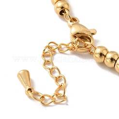PVD Vacuum Plating 304 Stainless Steel Plastic Pearl Charm Bracelet with 201 Stainless Steel Round Beads for Women&nbsp;BJEW-B057-20G