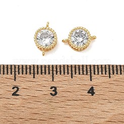 SHEGRACE Brass Pave Clear Cubic Zirconia Flat Round Connector Charms&nbsp;XGRQ3D332-501G
