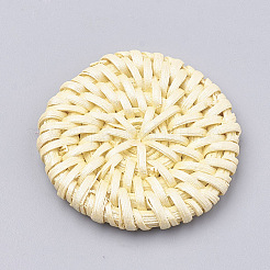 Handmade Spray Painted Reed Cane/Rattan Woven Beads&nbsp;WOVE-N007-02F