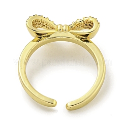 Bowknot Brass Micro Pave Cubic Zirconia Open Cuff Ring for Women&nbsp;RJEW-E296-10G