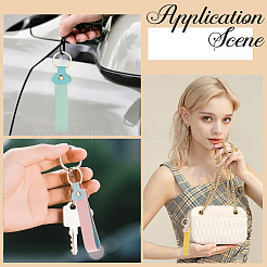 5Pcs 5 Colors Rectangle PU Leather Keychains&nbsp;KEYC-SC0002-14