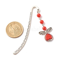 Fairy Charm Drop Alloy Bookmark with Beads for Booklover&nbsp;AJEW-JK00175