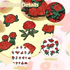 22Pcs Rose Flower Polyester Computerized Embroidery Cloth Iron on Sew on Patches&nbsp;PATC-CJZ0001-01