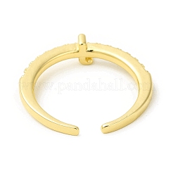 Clear Cubic Zirconia Initial Letter Open Cuff Ring&nbsp;RJEW-H120-09G