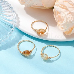Oval Natural Citrine Finger Rings&nbsp;RJEW-JR00796