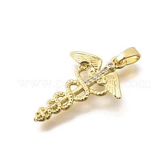 Brass Clear Cubic Zirconia Pendants&nbsp;KK-B187-03G