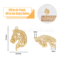 12Pcs 3 Colors 304 Stainless Steel Pendants&nbsp;STAS-DC0013-37