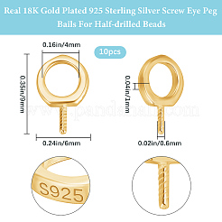 10Pcs 925 Sterling Silver Screw Eye Peg Bails&nbsp;STER-BBC0008-67