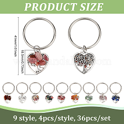 36Pcs 9 Style Natural Gemstone Keychains&nbsp;KEYC-PH01581