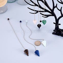 6Pcs 6 Style Natural & Synthetic Hexagonal Pointed Dowsing Pendulums&nbsp;G-FW0001-22