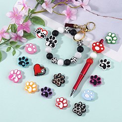 16Pcs 16 Styles Paw Print Food Grade Eco-Friendly Silicone Focal Beads&nbsp;SIL-SZ0002-13