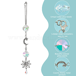 3Pcs Glass & Alloy Pendant Decorations&nbsp;HJEW-DR00114